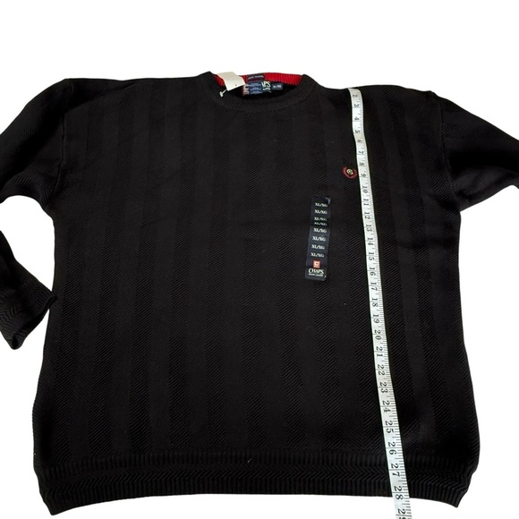 VTG CHAPS Ralph Lauren Sweater 100% Cotton Black Crew Neck Men XL Preppy NWT - Picture 8 of 10